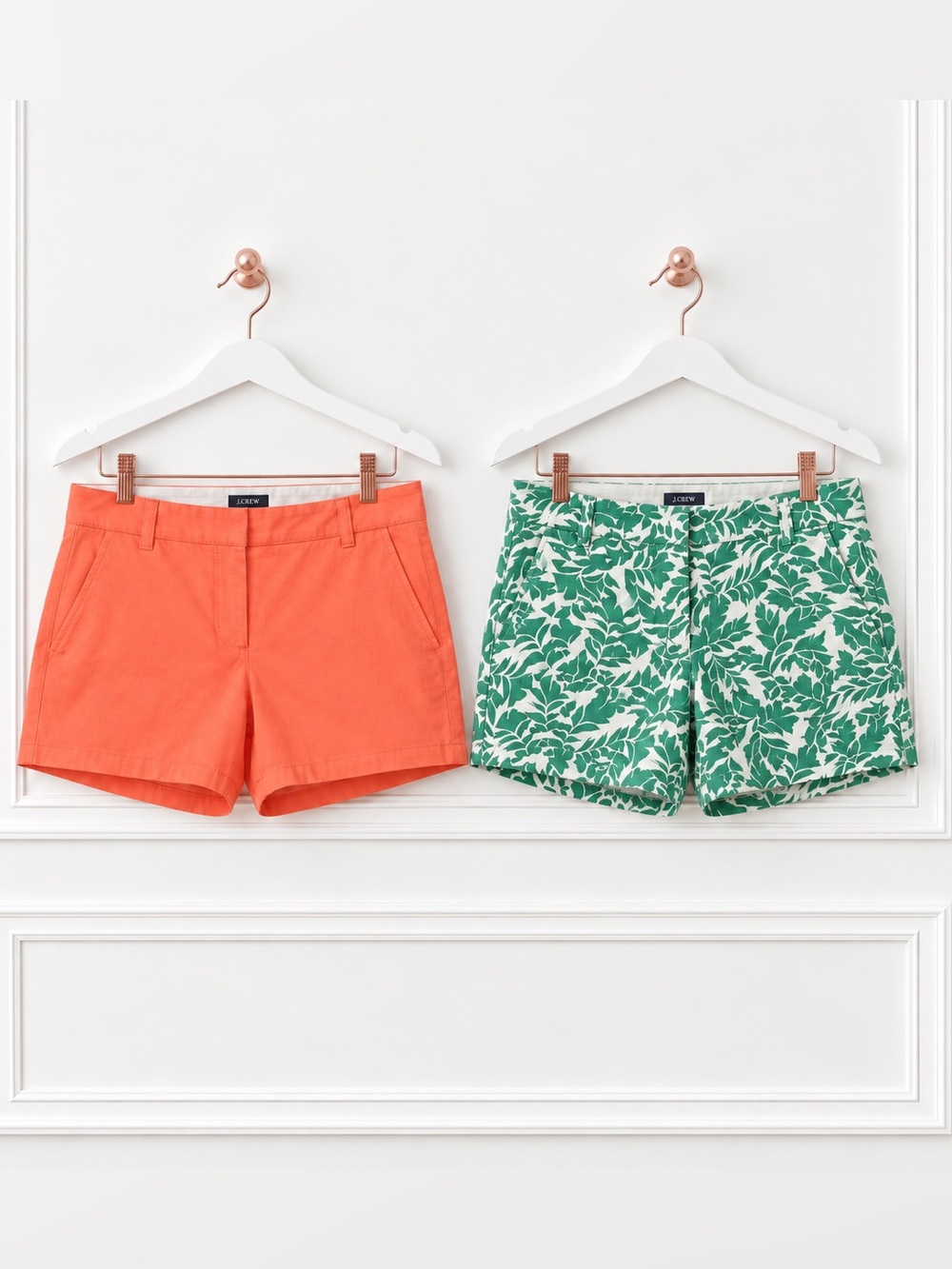 NWT J Crew Lot 0 XS Mid Rise Orange Green Tropical Print Chino Shorts Bundle